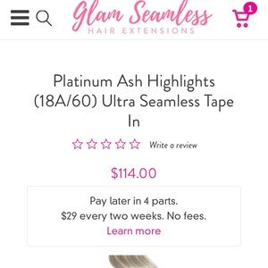 glam seamless Accessories - Platinum Ash Highlights (18A/60)Seamless Tape in glam seamless Accessories - Platinum Ash Highlights (18A/60)Seamless Tape in